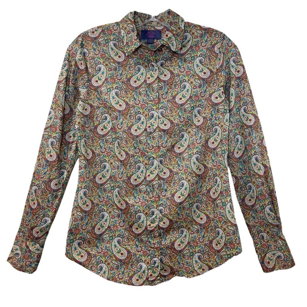 J. Crew, Women’s ‘Slim Perfect Shirt’ Liberty Paisley ‘Lee Manor’ Print, Size 00 - Picture 3 of 13